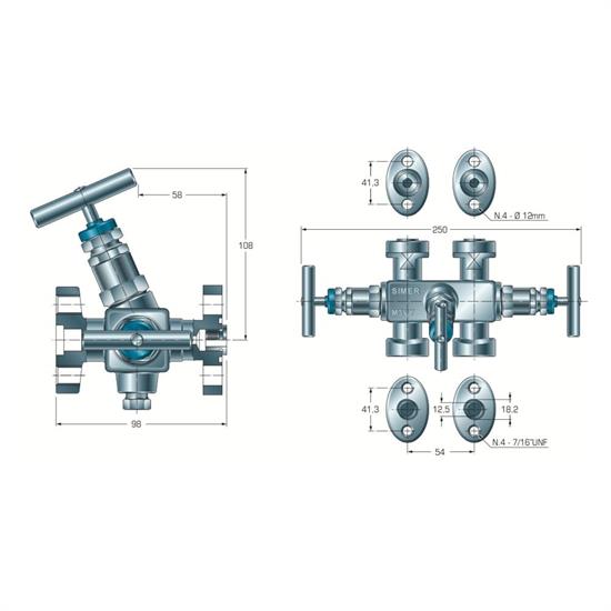 MANIFOLD A 3 VALVOLE S.6000 1/2 NPT AISI 316