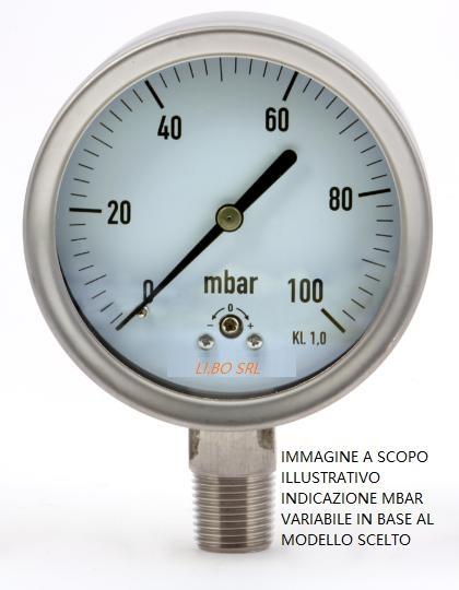 MANOMETRO DN.100 0-160 C/GLICERINA INOX ATT.RADIALE 1/2 NPT