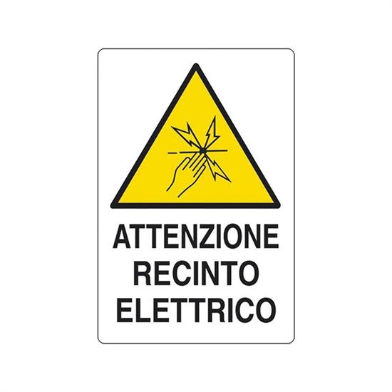 CARTELLO ATTENZIONE RECINTO ELETTETTRICO IN ALLUMINIO CM 20X30