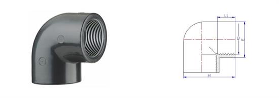 GOMITO PVC 90 DE 1 PN 16 FILETTATO